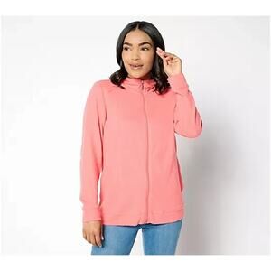 Sport Savvy Textured Terry Zip Front Mock Neck Jacket Coral Reef XL A646885